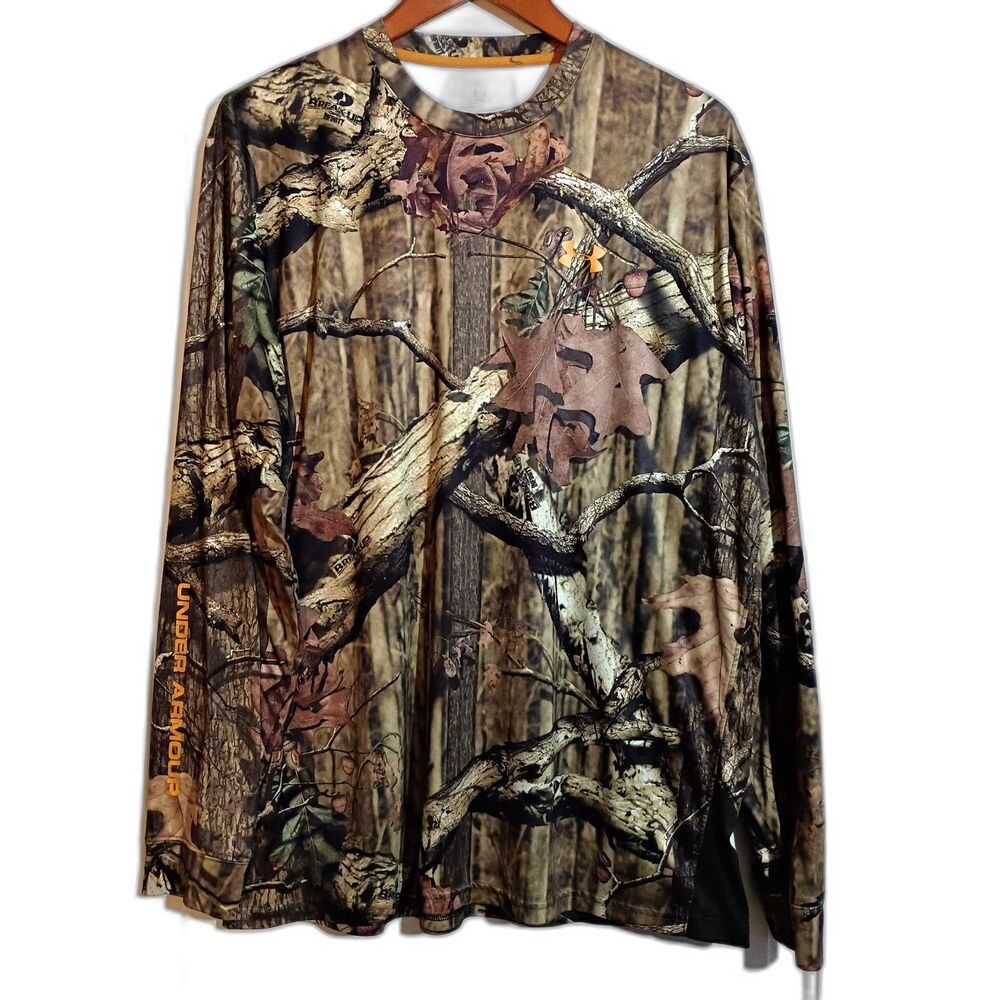 Under Armour Mossy Oak Break Up Infinity LS Performance Shirt Camo Spellout L